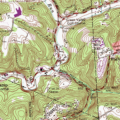 Topographic Map of Interchange 15, PA