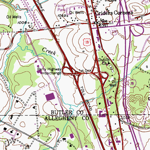 Topographic Map of Interchange 28, PA