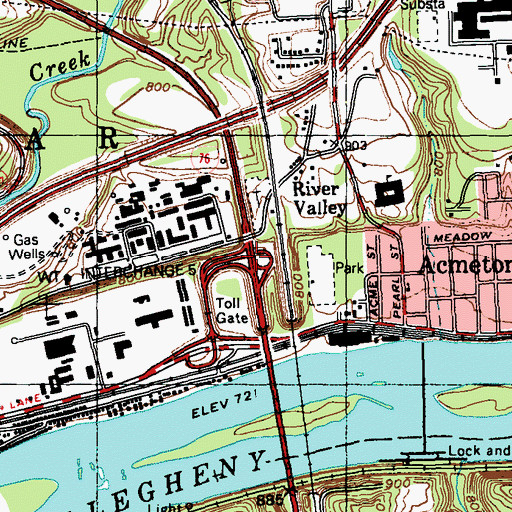 Topographic Map of Interchange 48, PA