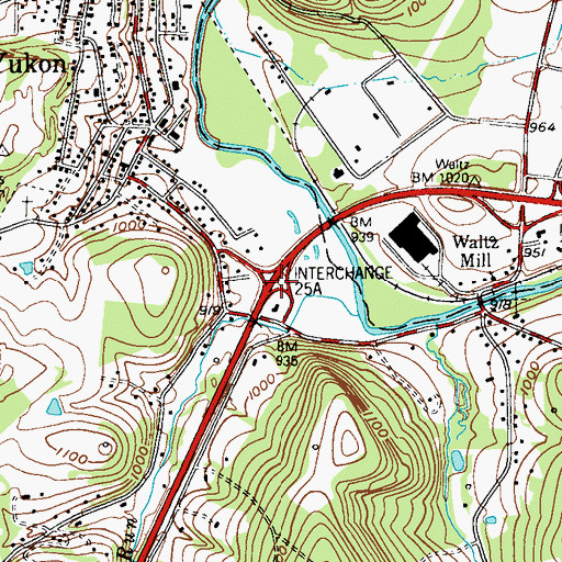 Topographic Map of Interchange 53, PA