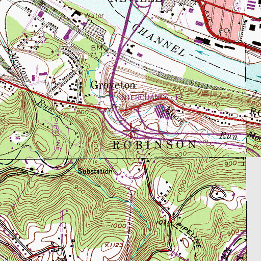 Topographic Map of Interchange 64, PA