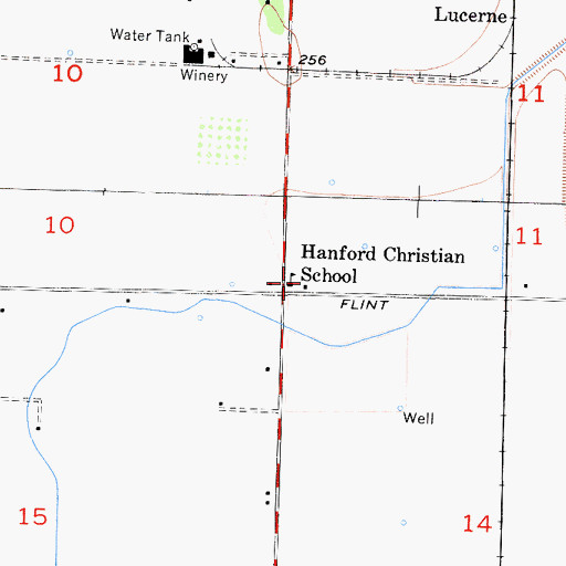 Topographic Map of Hanford Christian School, CA