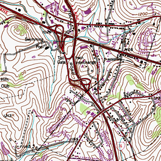 Topographic Map of Interchange 67, PA