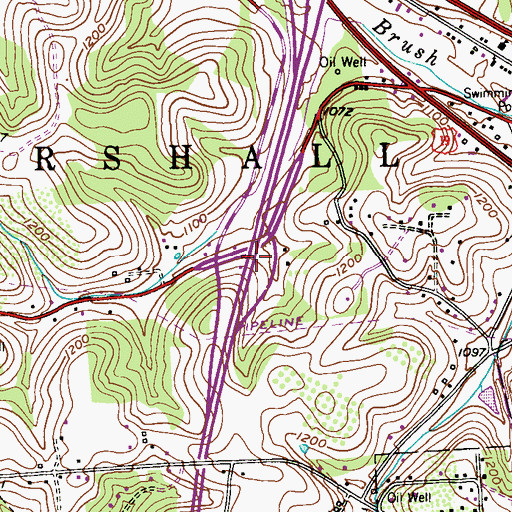 Topographic Map of Interchange 75, PA