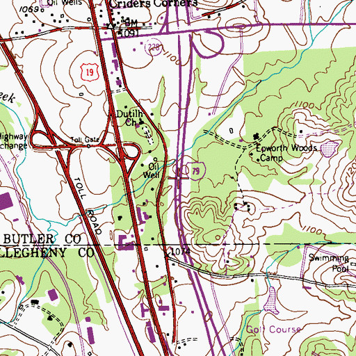 Topographic Map of Interchange 78, PA