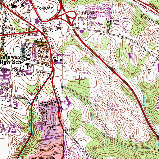 Topographic Map of Forbes Regional Hospital, PA
