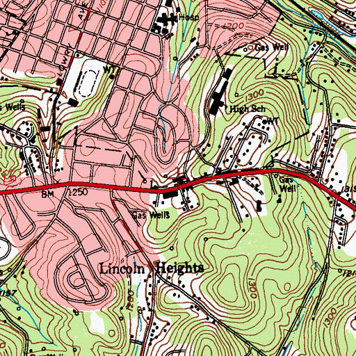 Topographic Map of Monsour Medical Center (historical), PA