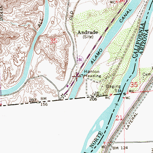 Topographic Map of Hanlon Heading, CA