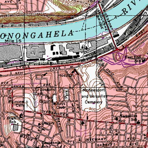 Topographic Map of University of Pittsburgh Medical Center McKeesport, PA