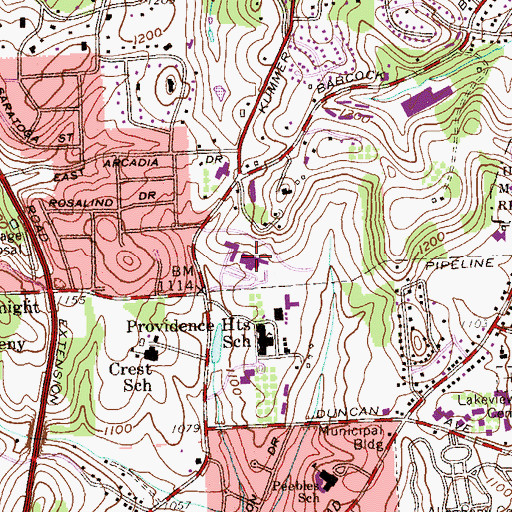 Topographic Map of University of Pittsburgh Medical Center Passavant, PA