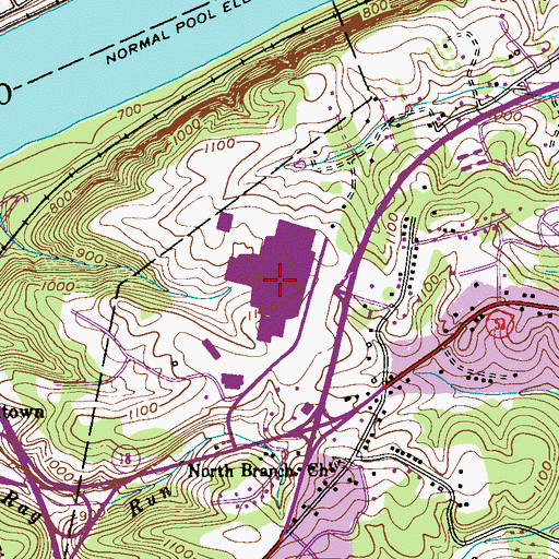 Topographic Map of Beaver Valley Mall Shopping Center, PA