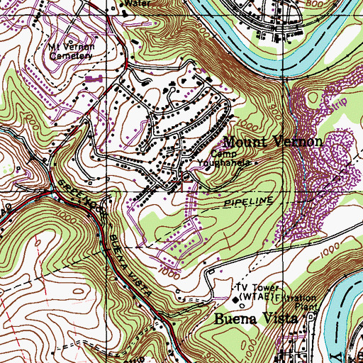Topographic Map of Camp Yough, PA