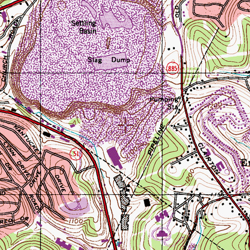 Topographic Map of Century Square Plaza Shopping Center, PA