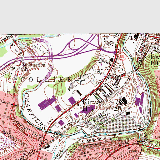 Topographic Map of Chartiers Valley Shopping Center, PA