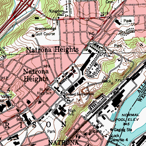 Topographic Map of Heights Plaza Shopping Center, PA