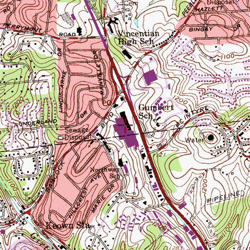 Topographic Map of McIntyre Square Shopping Center, PA