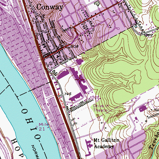 Topographic Map of Northern Lights Shopping Center, PA