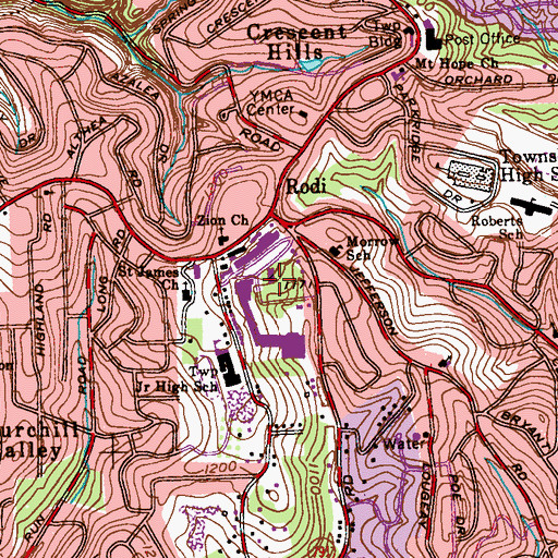 Topographic Map of Penn Hills Shopping Center, PA