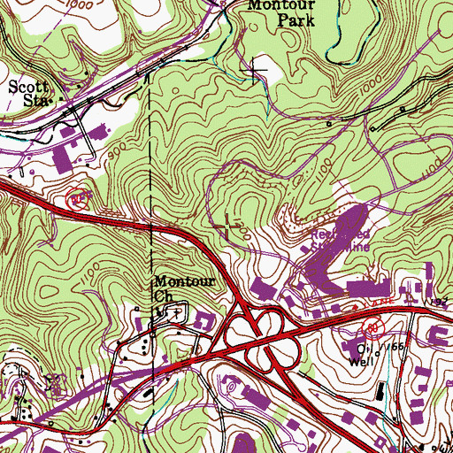 Topographic Map of Plaza at Robinson Town Centre Shopping Center, PA