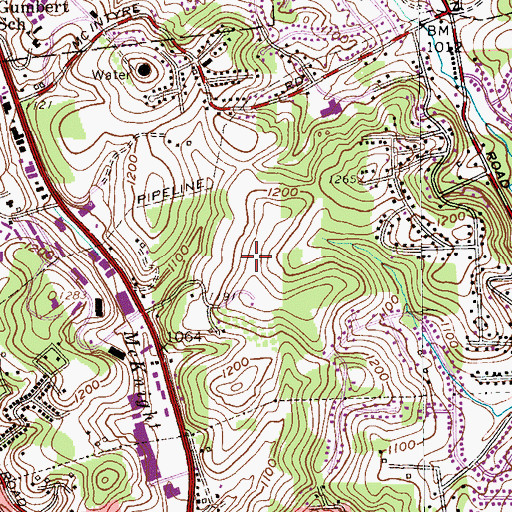 Topographic Map of Ross Park Mall Shopping Center, PA