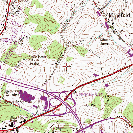 Topographic Map of Strabane Square Shopping Center, PA