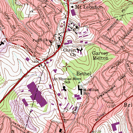 Topographic Map of Village Square Shopping Center, PA