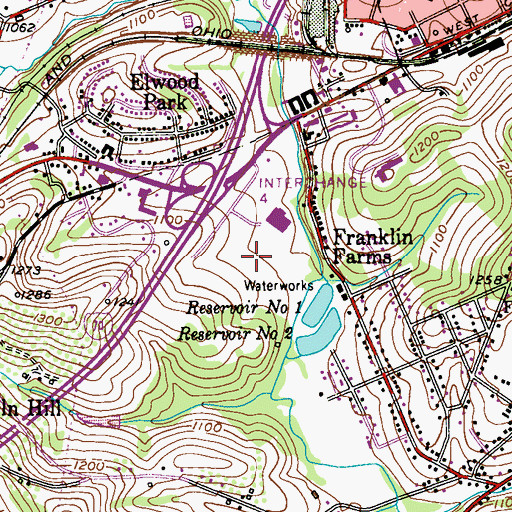 Topographic Map of Washington Crown Center Shopping Center, PA