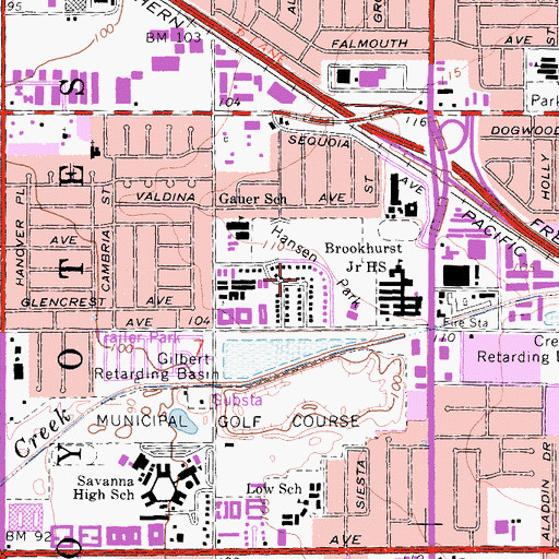 Topographic Map of Hansen Park, CA