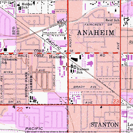 Topographic Map of Hansen Elementary School, CA