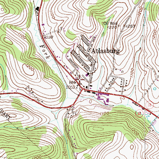 Topographic Map of Atlasburg Post Office, PA