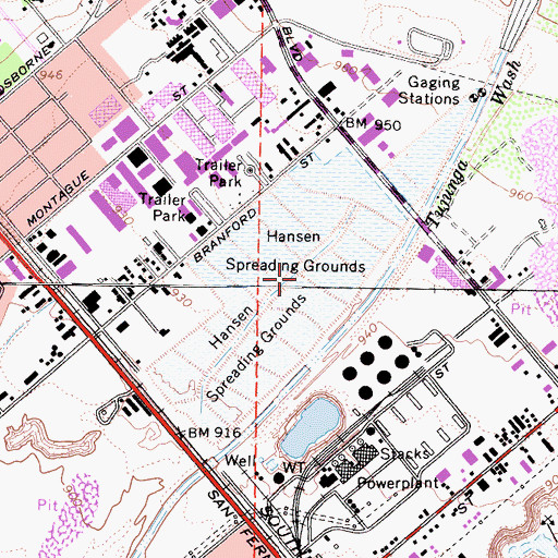Topographic Map of Hansen Spreading Grounds, CA