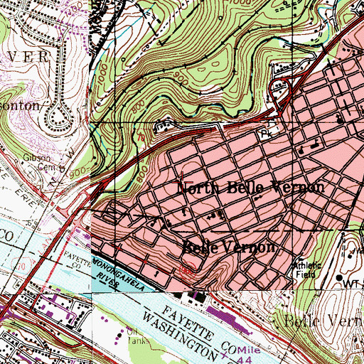 Topographic Map of North Belle Vernon Post Office, PA