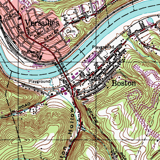Topographic Map of Boston Post Office, PA