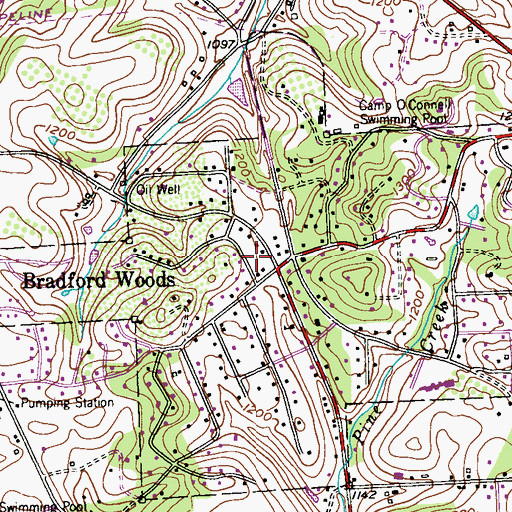 Topographic Map of Bradfordwoods Post Office, PA