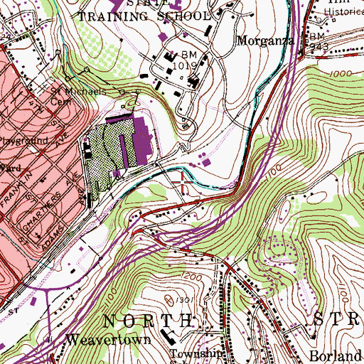 Topographic Map of Canonsburg Carrier Annex Post Office, PA