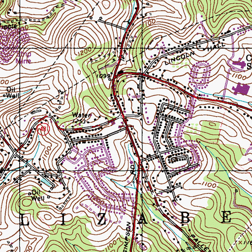 Topographic Map of Central Highlands Contractor Postal Unit, PA