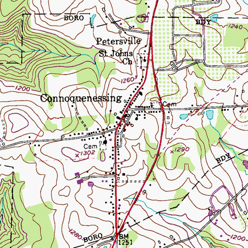 Topographic Map of Connoquenessing Post Office, PA