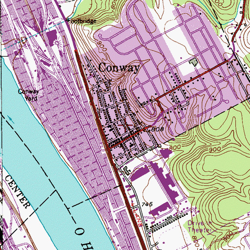 Topographic Map of Conway Post Office, PA