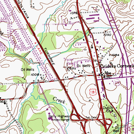 Topographic Map of Cranberry Township Post Office, PA