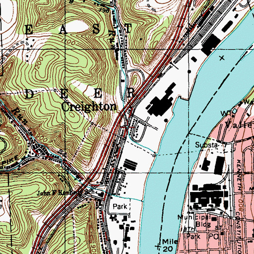 Topographic Map of Creighton Post Office, PA