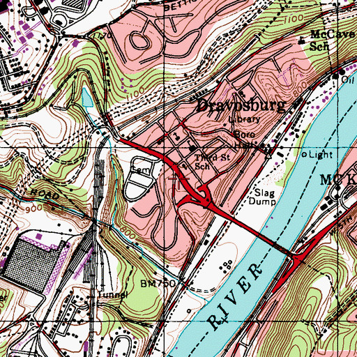 Topographic Map of Dravosburg Post Office, PA