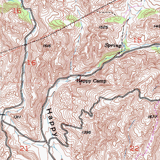 Topographic Map of Happy Camp, CA