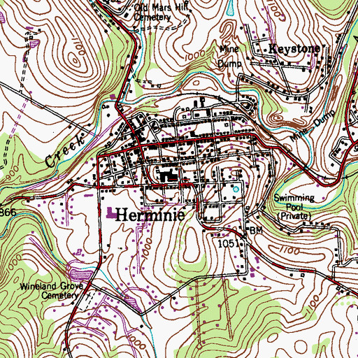 Topographic Map of Herminie Post Office, PA