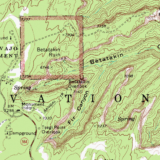Topographic Map of Betatakin Overlook, AZ