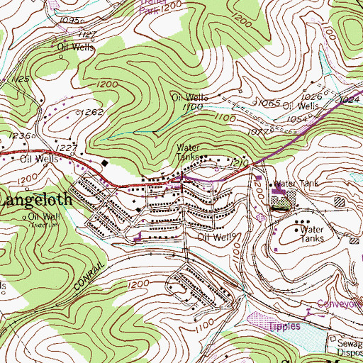 Topographic Map of Langeloth Post Office, PA