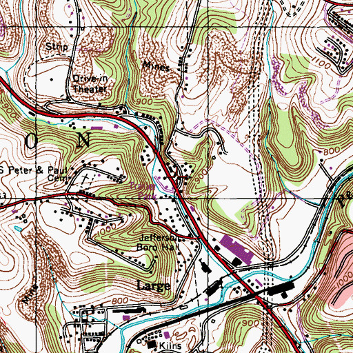 Topographic Map of Large Post Office, PA