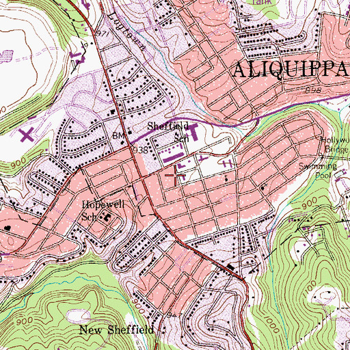 Topographic Map of Mac Arthur Post Office, PA