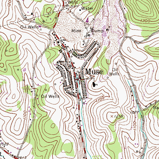 Topographic Map of Muse Post Office, PA