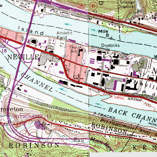 Topographic Map of Neville Island Post Office, PA