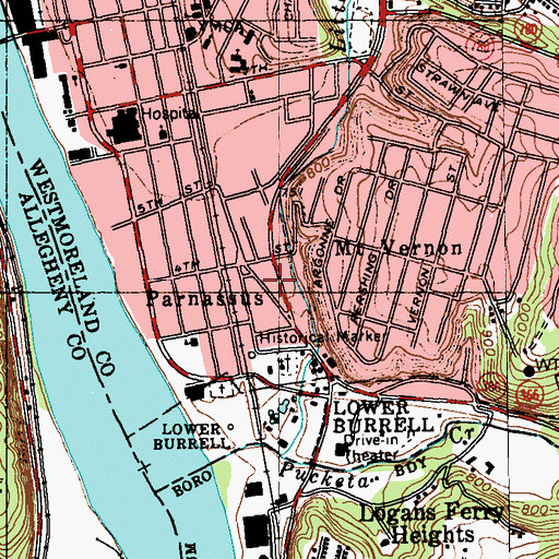 Topographic Map of Parnassus Post Office, PA